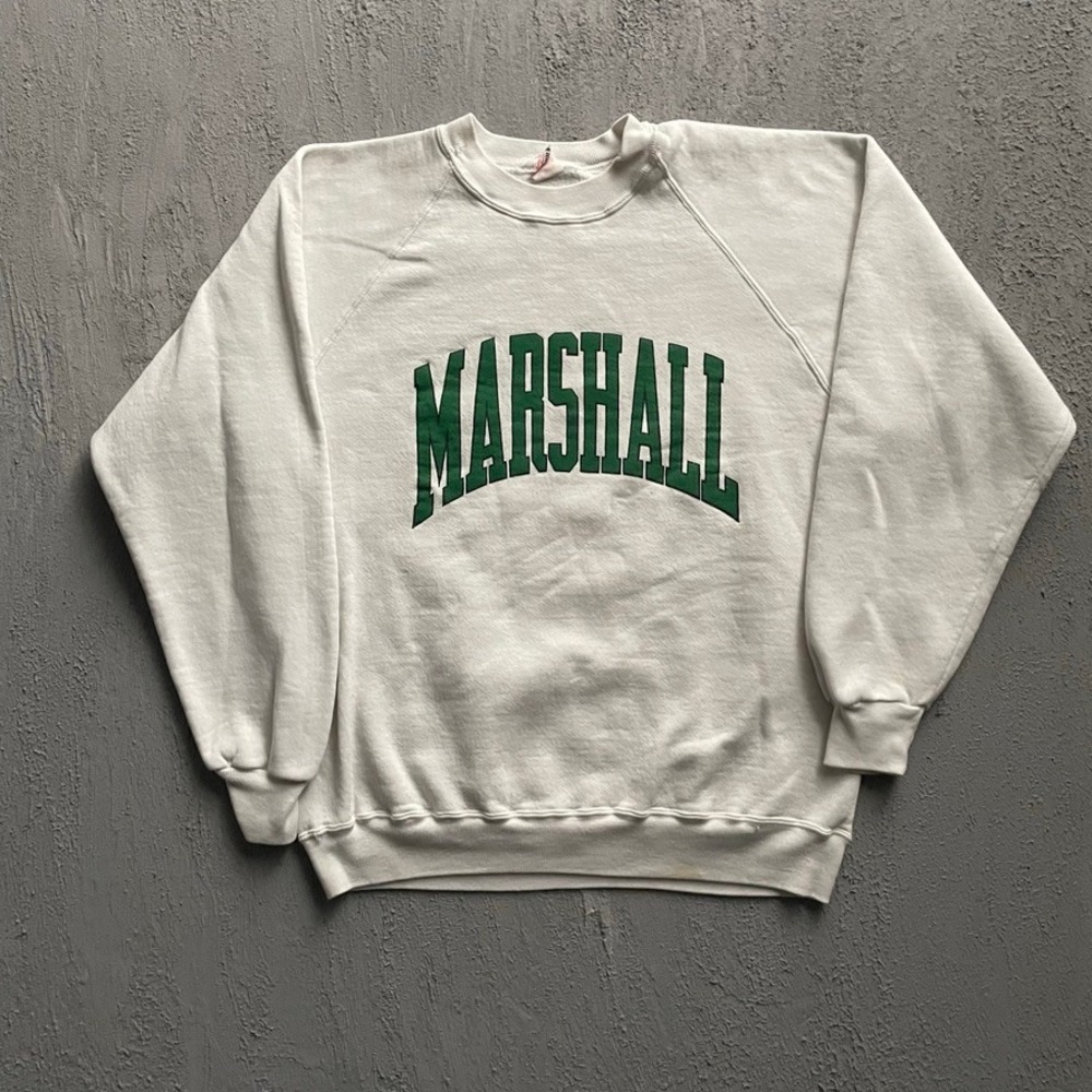 Vintage Marshall University Sweatshirt Mens Large White 80s Tultex